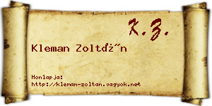 Kleman Zoltán névjegykártya